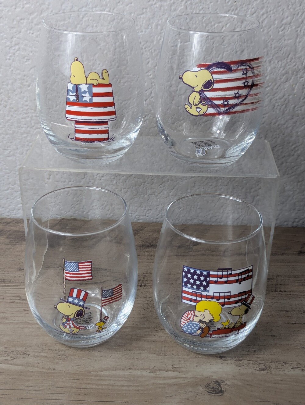 PEANUTS curved table glass Patriotic